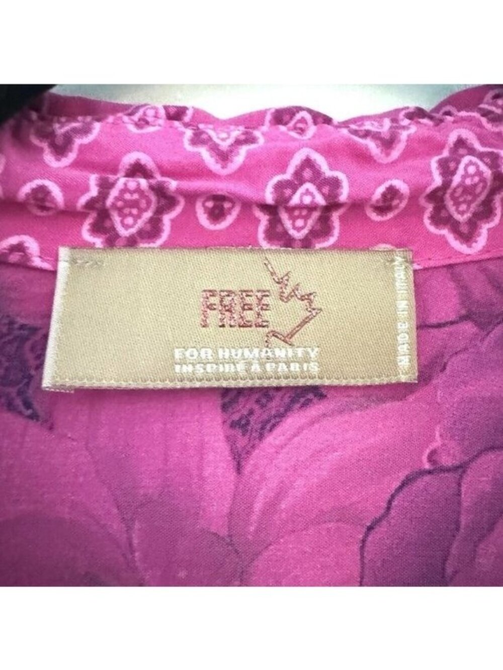 Free For Humanity Small Blouse Button Down Mixed Floral Twee Roll Tab Barbie Fun - Picture 5 of 16